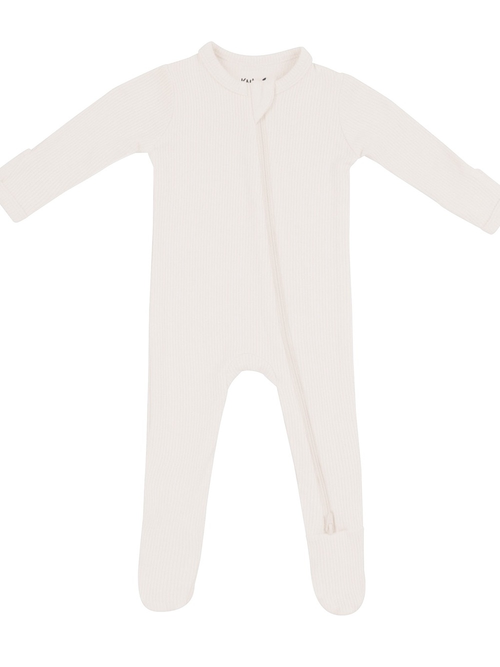 Kyte Ribbed Zipper Footie in Oat